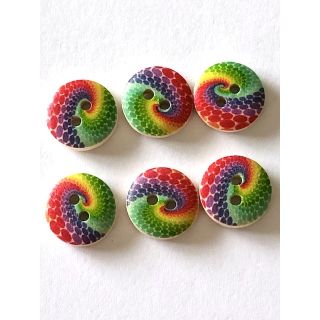 15mm Rainbow Buttons (6)