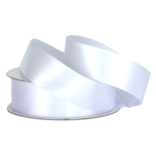25mm White Satin Ribbon Roll (25 metres)
