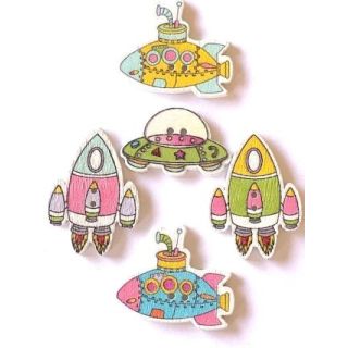 30mm Space Ship Buttons(5)