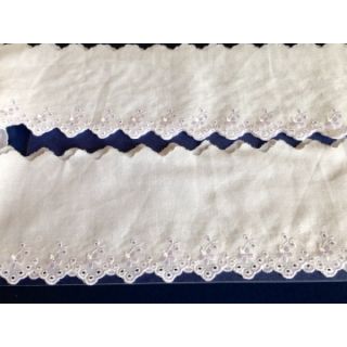 100mm White Broderie (Flat)