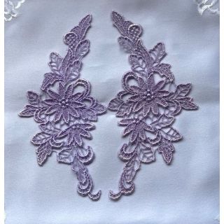 Fine Guipure Lace Paired Motif Lavender (Hand Dyed)