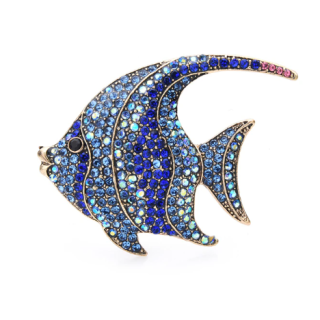 Lady with Umbrella Brooch (Navy)