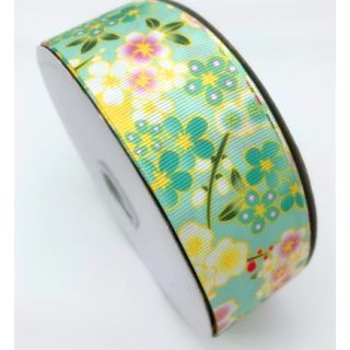 25mm Green Japanese Style Ribbon (2 metres)