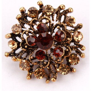 "Amber" Coloured Cluster Rhinestone Mini Brooch