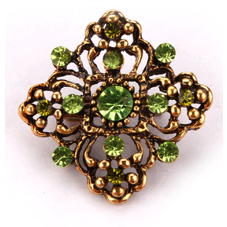 Square Green Stone Mini Brooch