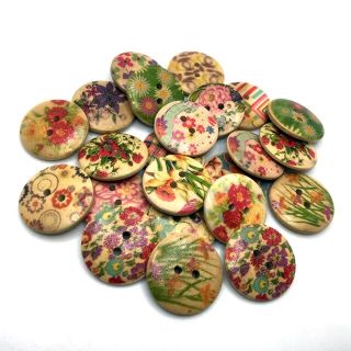 25mm Flower Retro Buttons (4)