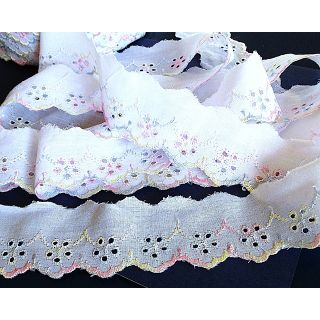 40mm Multi Pastel Broderie Flat (4 metres)