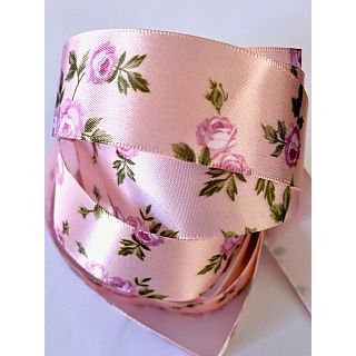 25mm Pink Rose Satin Ribbon (2 metres)